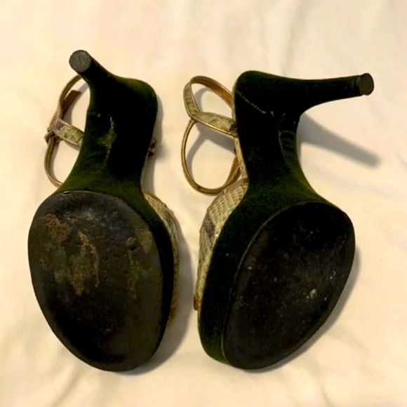 Alessandra Gold Snakeskin Platform Heels - Picture 4 of 4